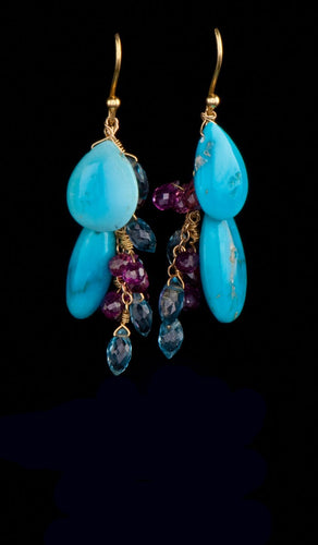 Turquoise and Gem Earrings TE-300