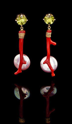 Red Coral Earrings PE-304
