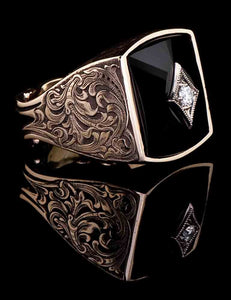 Black Jade Diamond Ring BJ-604