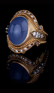 Ellensburg Blue Chalcedony and Diamond Ring EBR-604
