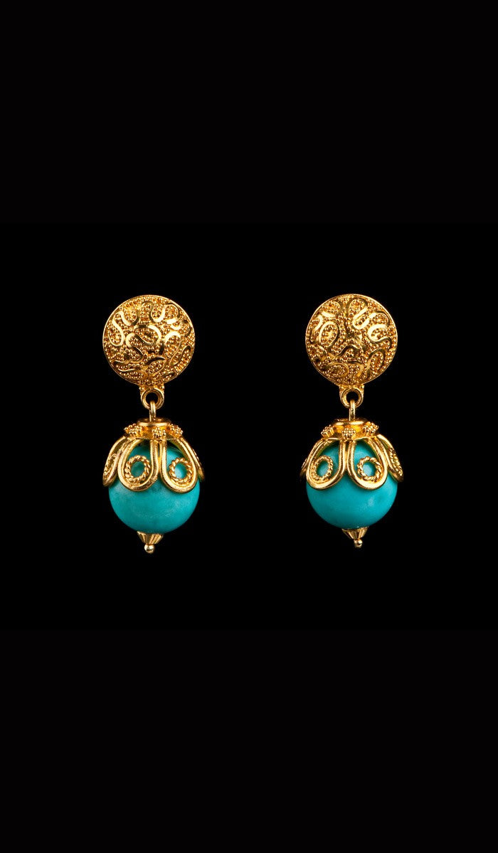 Dangling Turquoise and Gold Earrings TE-302