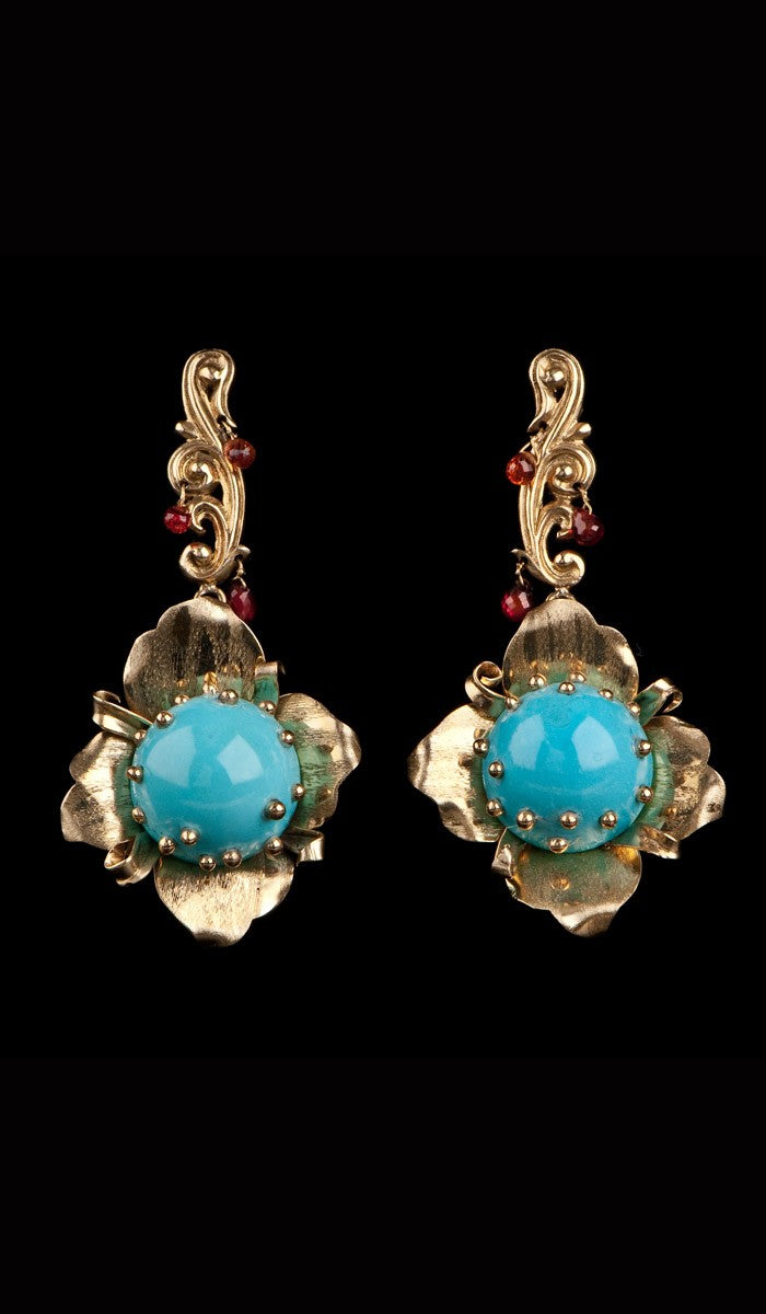 Gold and Turquoise Earrings TE-301